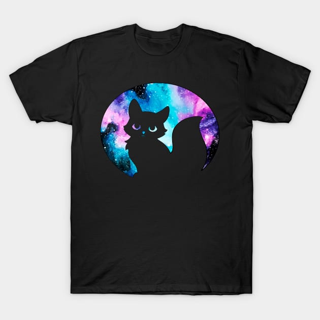 Cute Galaxy Fox Silhouette T-Shirt by Lady Lilac